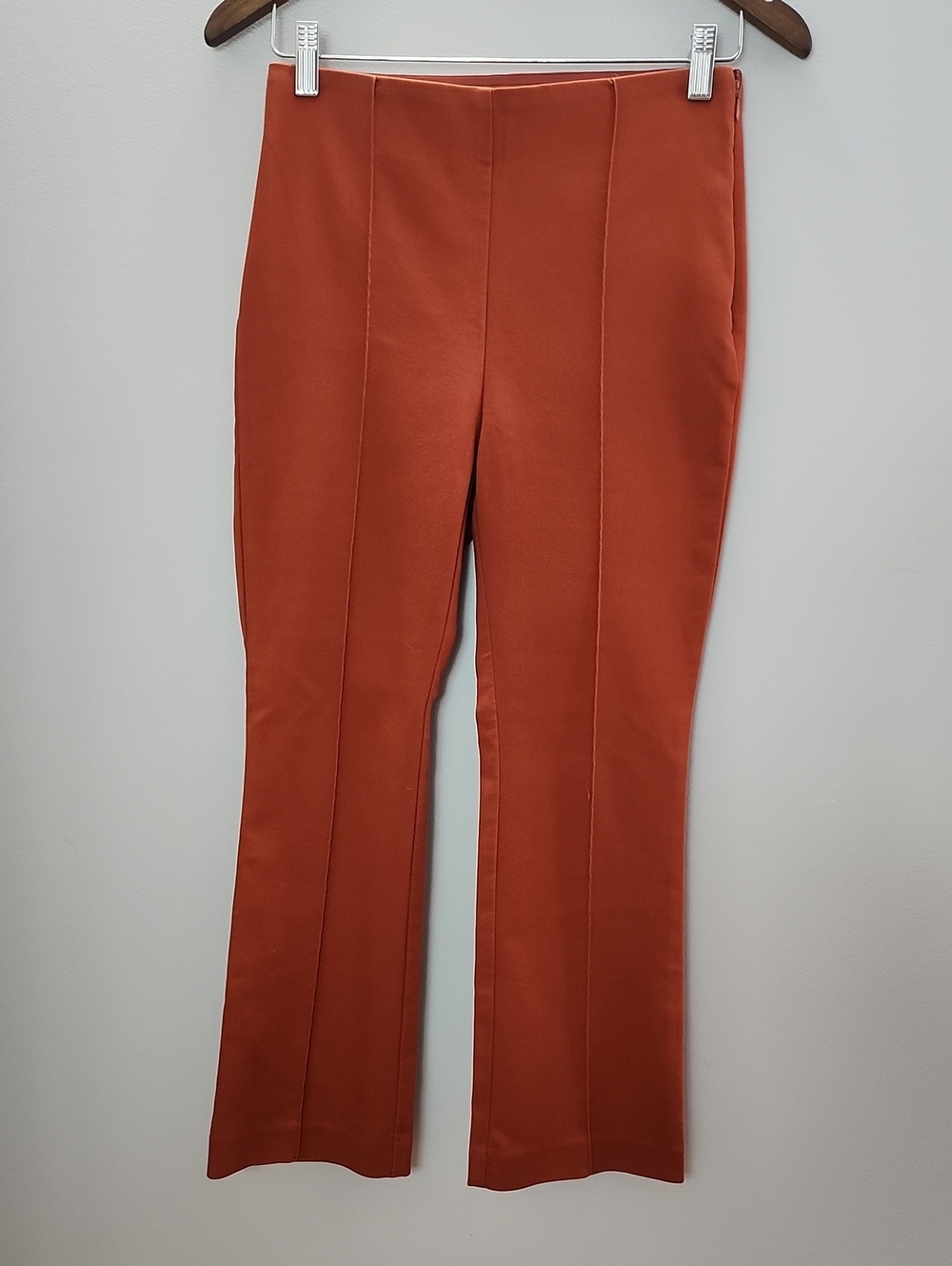 LOFT PETITE Rust high waisted side zipper straight leg cropped pants